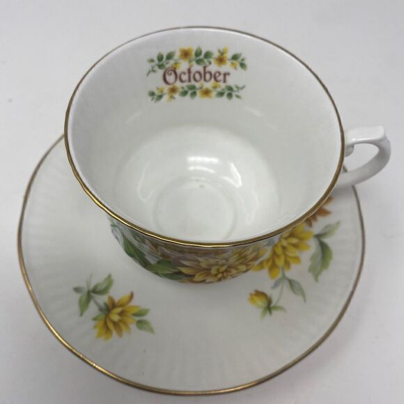 🔴 Elizabethan Staffordshire Bone China Tea Cup And Saucer October - Picture 4 of 10